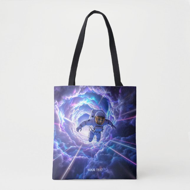 Fantasy Cute Astronaut Through Wormhole Tote Bag (Front)