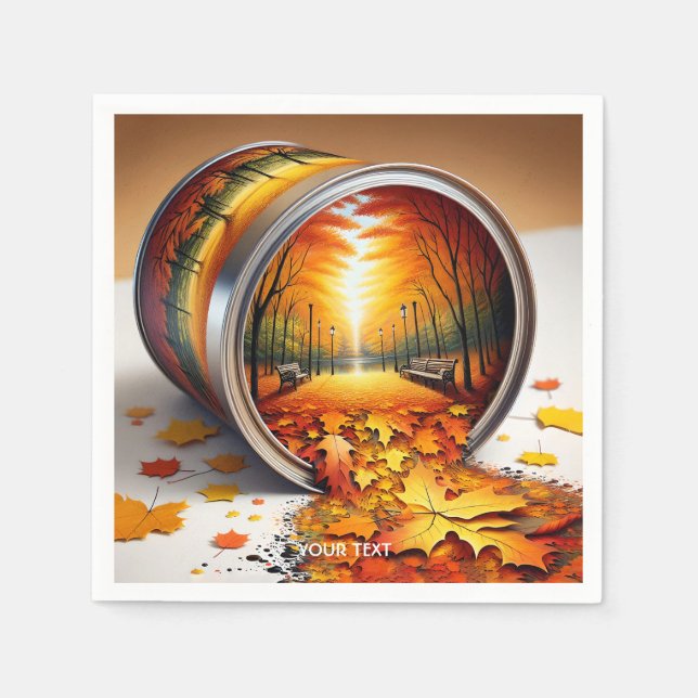 Fantasy Cute Autumn Tin Forest Napkin (Front)