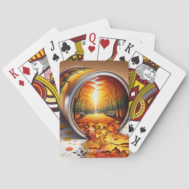 Fantasy Cute Autumn Tin Forest Playing Cards (Back)