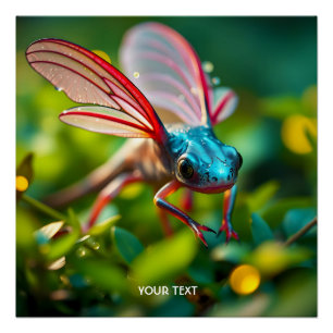 Fantasy Cute Axolotl With Wings Poster