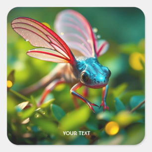 Fantasy Cute Axolotl With Wings Square Sticker