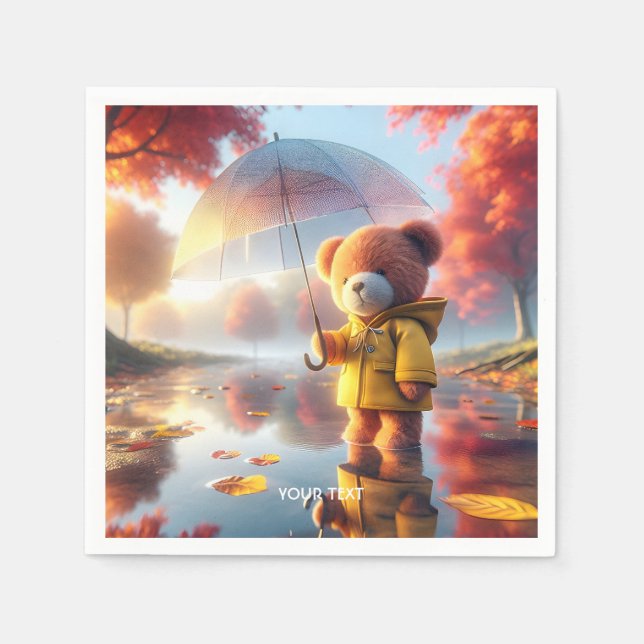 Fantasy Cute Baby Bear Umbrella Napkin (Front)