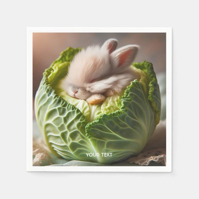 Fantasy Cute Baby Bunny Cabbage Napkin (Front)
