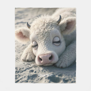 Fantasy Cute Baby Cow Sleeping Fleece Blanket