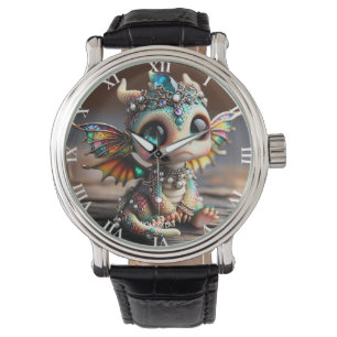 Fantasy Cute Baby Dragon Glass Watch