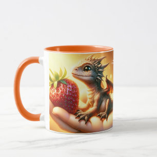 Fantasy Cute Baby Dragon Strawberry Mug