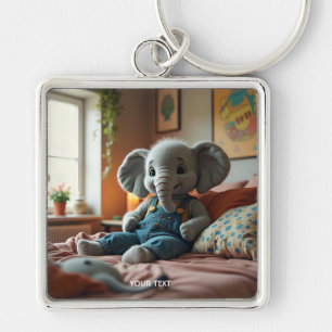 Fantasy Cute Baby Elephant Jeans Key Ring