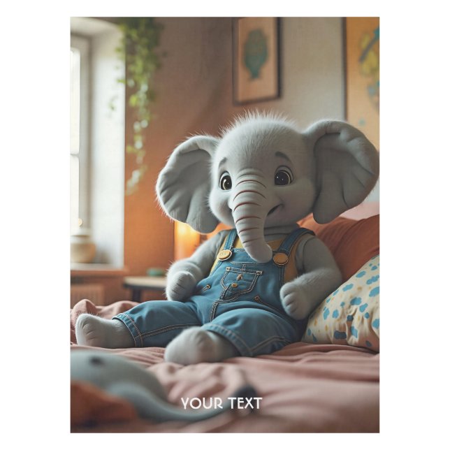 Fantasy Cute Baby Elephant Jeans Tablecloth (Front)