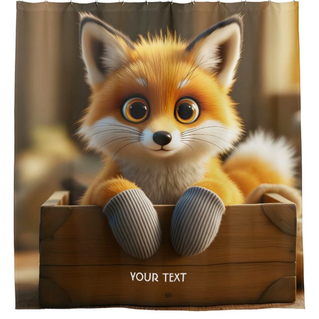 Fantasy Cute Baby Fox Box Shower Curtain (Front)