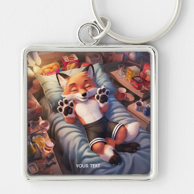 Fantasy Cute Baby Fox Sleeping Key Ring (Front)