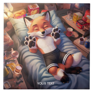 Fantasy Cute Baby Fox Sleeping Tile
