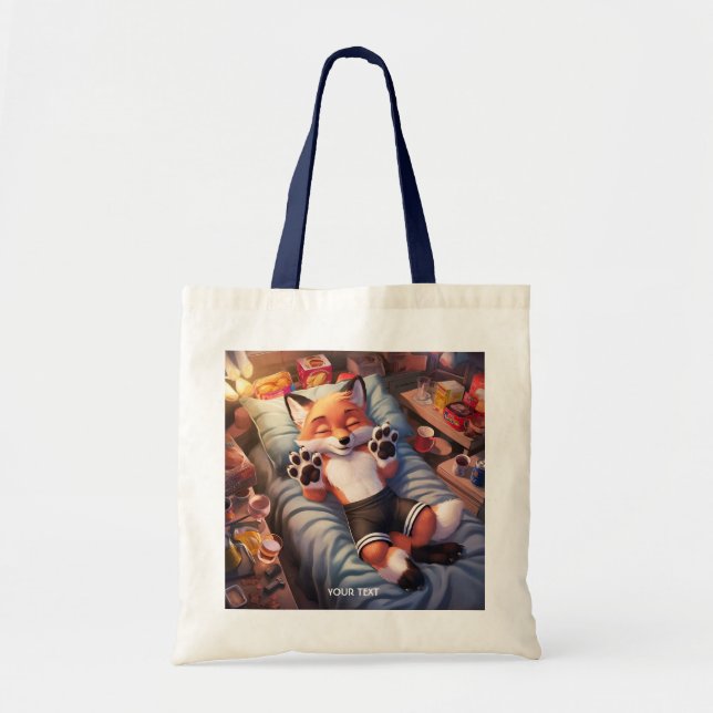 Fantasy Cute Baby Fox Sleeping Tote Bag (Front)