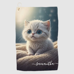 Fantasy Cute Baby Kitty Cat Lover's Personalised Golf Towel