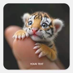 Fantasy Cute Baby Tiger Finger Square Sticker