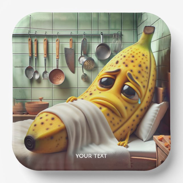 Fantasy Cute Bad Feeling Banana Paper Plate (Front)