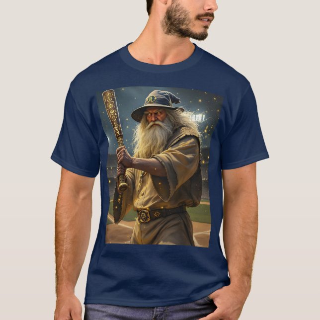 Fantasy Cute Baseball Wizard Bat T-Shirt (Front)