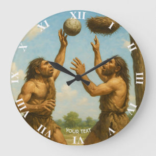 Fantasy Cute Basketball Prehistoric Final Large Clock