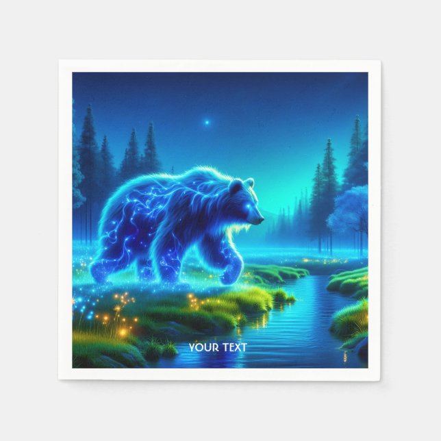 Fantasy Cute Bear River Meadow Napkin (Front)