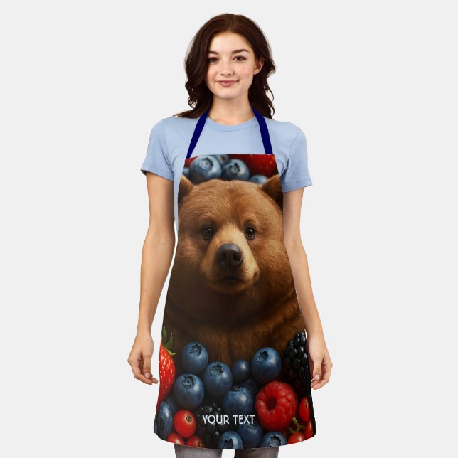 Fantasy Cute Bear With Berries Apron (Worn)