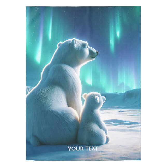Fantasy Cute Bears Aurora Borealis Tablecloth (Front)