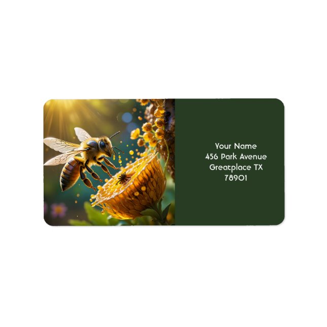 Fantasy Cute Bee Flowers Sun Label (Front)
