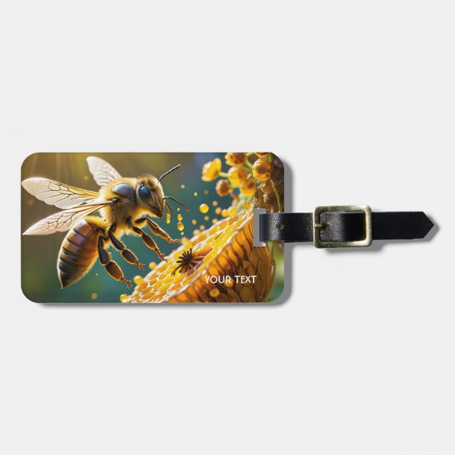Fantasy Cute Bee Flowers Sun Luggage Tag (Front Horizontal)