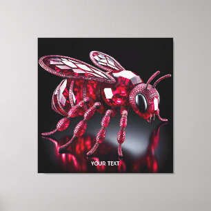 Fantasy Cute Bee Ruby Diamonds Canvas Print