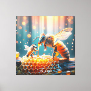 Fantasy Cute Bees Momma Baby Canvas Print
