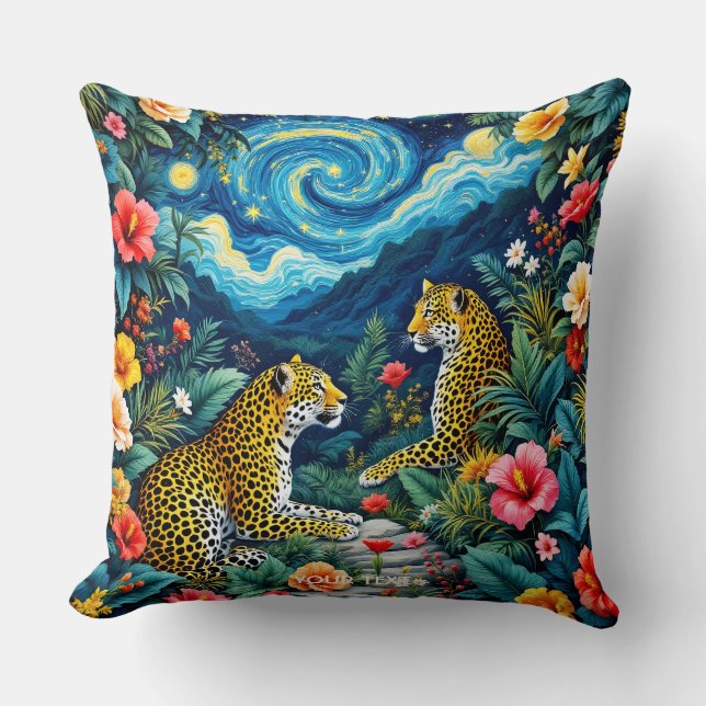 Fantasy Cute Big Cats Flowers Cushion (Front)