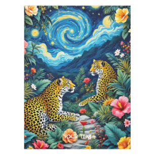 Fantasy Cute Big Cats Flowers Tablecloth