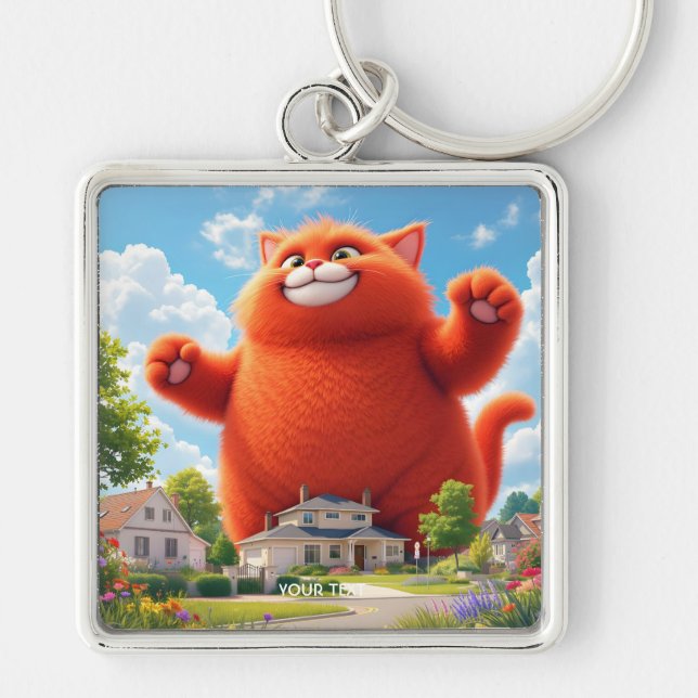 Fantasy Cute Big Orange Cat Key Ring (Front)