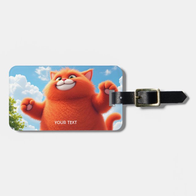 Fantasy Cute Big Orange Cat Luggage Tag (Front Horizontal)