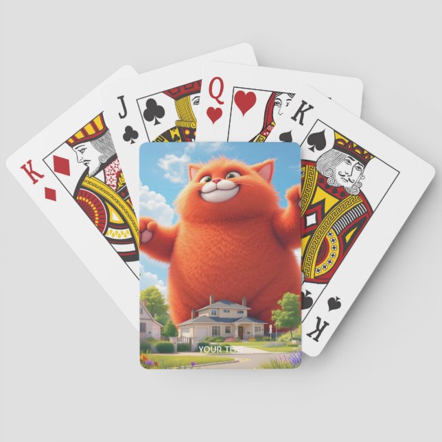 Fantasy Cute Big Orange Cat Playing Cards (Back)