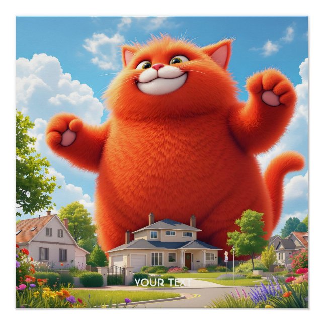 Fantasy Cute Big Orange Cat Poster (Front)