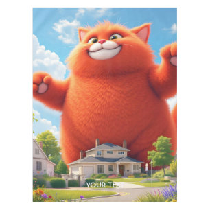 Fantasy Cute Big Orange Cat Tablecloth