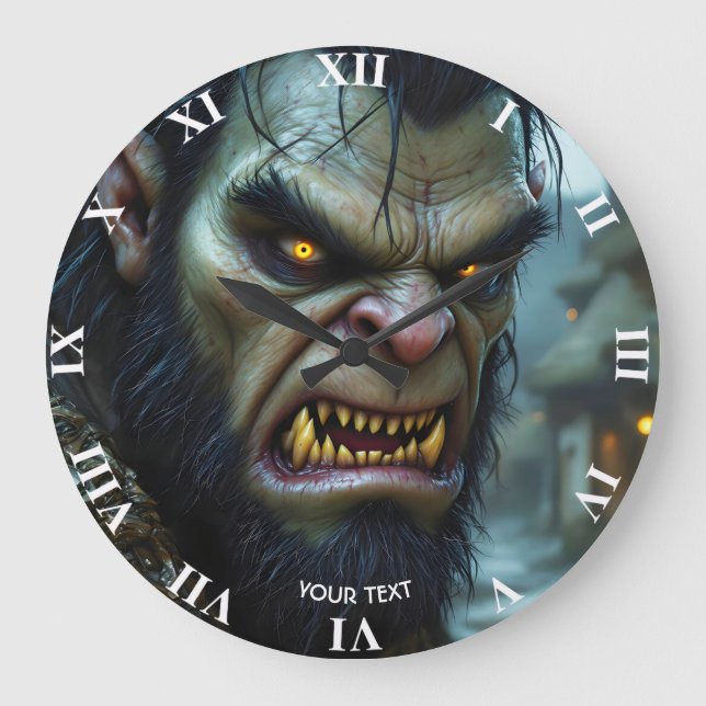 Fantasy Cute Big Strong Warrior Large Clock (Front)