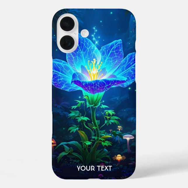 Fantasy Cute Bioluminescent Blue Flower Case-Mate iPhone Case (Back)