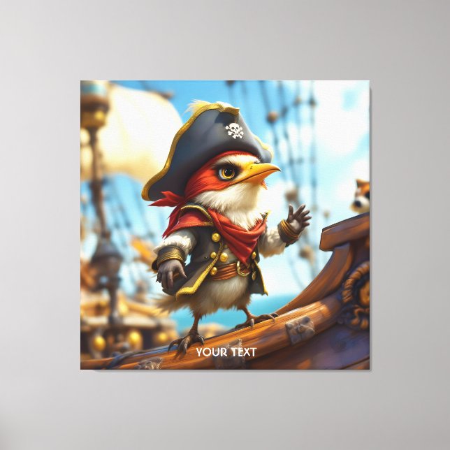 Fantasy Cute Bird Captain Pirate Canvas Print (Front)
