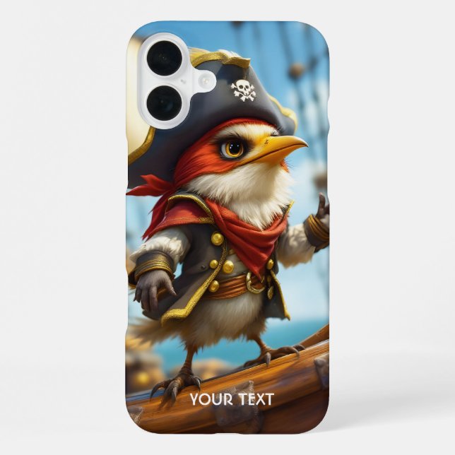 Fantasy Cute Bird Captain Pirate iPhone Case (Back)
