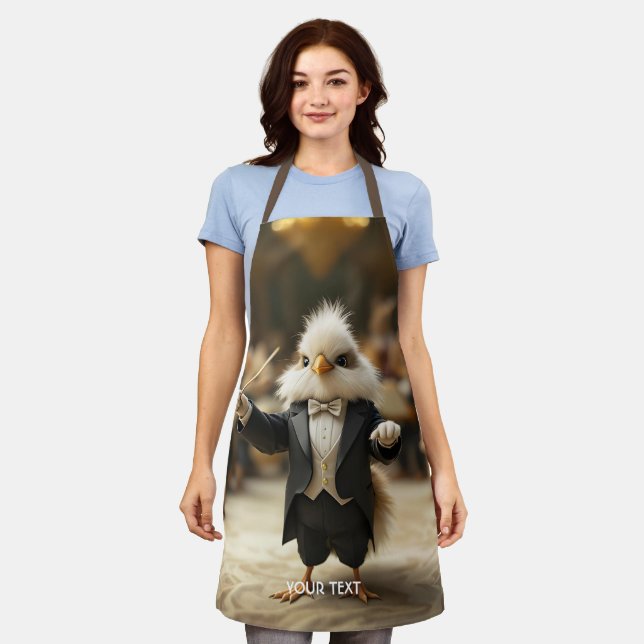 Fantasy Cute Bird Conducts Orchestra Apron (Worn)