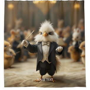 Fantasy Cute Bird Conducts Orchestra Shower Curtain