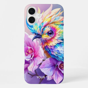 Fantasy Cute Bird Pink Orchid iPhone 16 Plus Case