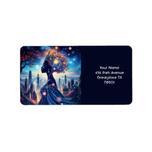 Fantasy Cute Black Beautiful Lady Label