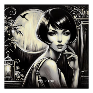 Fantasy Cute Black Hair Girl Poster