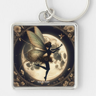 Fantasy Cute Black Silhouette Moon Key Ring
