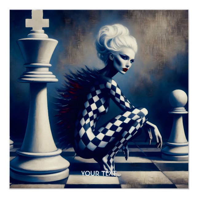 Fantasy Cute Black White Lady Poster (Front)