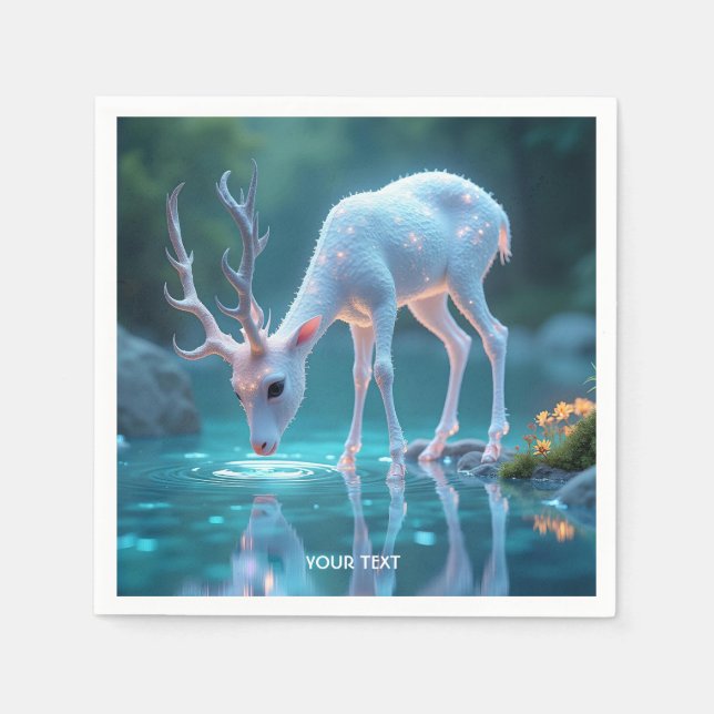 Fantasy Cute Blue Baby Deer Napkin (Front)