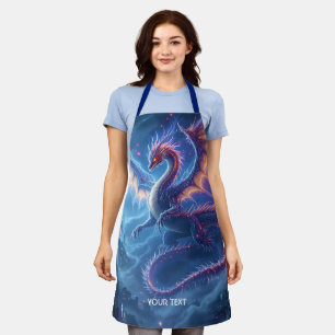Fantasy Cute Blue Dragon City Apron