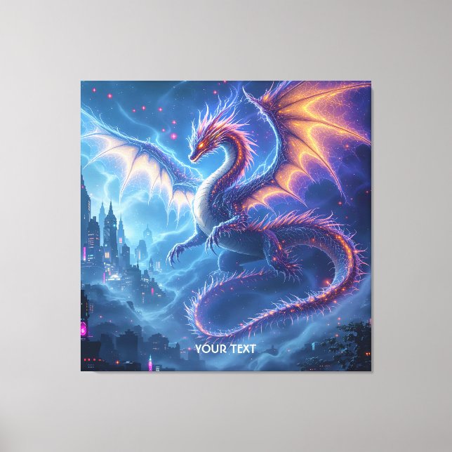 Fantasy Cute Blue Dragon City Canvas Print (Front)