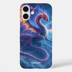 Fantasy Cute Blue Dragon City iPhone 16 Plus Case